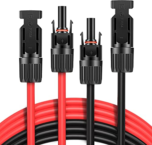 GlamPiece Solarkabel 4mm2 2m, Solar Verlängerungskabel, Beide Seiten Solarstecker Solarkabel Photovoltaik PV Kabel 2 × 2m