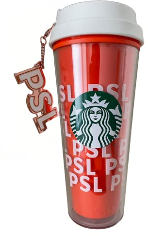 STARBUCKS PSL Pumpkin Spice Latte Becher mit Deckel, Griff und Anhänger, 473 ml