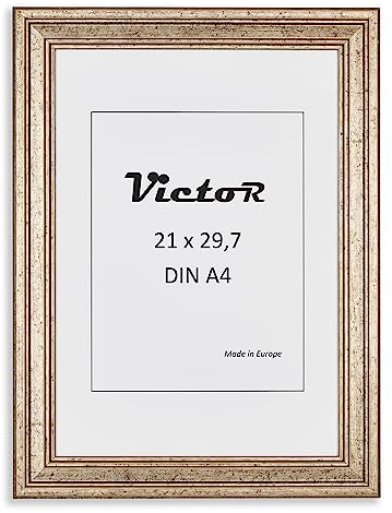 VictoR Bilderrahmen Goya in Silber in 21x30 cm (A4) - Leiste: 31x19mm - Fotorahmen im Vintage Stil mit bruchsicherem Acrylglas - Bilderrahmen A4 Silber