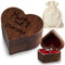 Ringkiste Ringkissen Walnussholz mit personalisierter Wunsch-Gravur - Motiv: Marry Me - Herzform - für Trauringe - mit Geschenkbeutel - rote Einlage - Verlobung, Hochzeit - Schmuck-Etui, Box