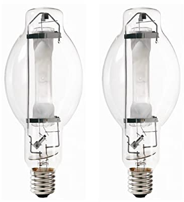 Bluex Bulbs (2 Pack MH1000/U/BT37 1000W Metal Halide Bulb Mogul Base (E39) - BT37 Clear M47 HID Lamp 110,000 Lumens 4000K