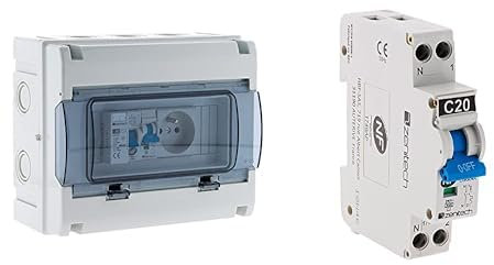 Zenitech-Coffret électrique étanche IP65 8 modules équipé livré avec accessoires - Zenitech & Disjoncteur PH/N - 20A NF - Zenitech