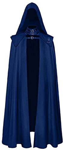 Halloween Kostüm Herren Umhang mit Kapuze Halloween Kostüm Damen Kapuzenumhang Gothic Mantel Mittelalter Cape Robe für Darth Vader Vampir Tod Zauberer Hexe Cosplay Maskerade Karneval Verkleidung