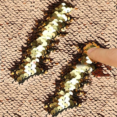 penepico Sensorischer Wand-Pailletten-Flip-Stoff für Kinder, Zweifarbiger Pailletten-Paillettenstoff, taktiler sensorischer Spielstoff für autistische Kinder (champagnergold+Gold, 1yard(91cm*125cm))
