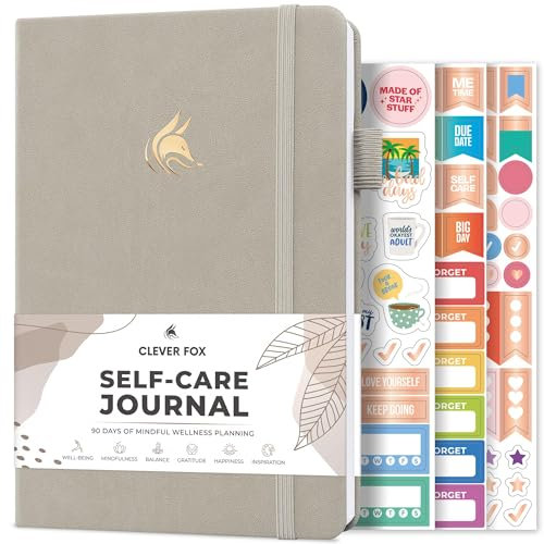 Clever Fox Self-Care Journal – Tägliches Reflexions-Notizbuch – Planer für psychische Gesundheit & persönliche Entwicklung, Meditation & Stimmungsprotokoll, A5 (Foggy Alps)