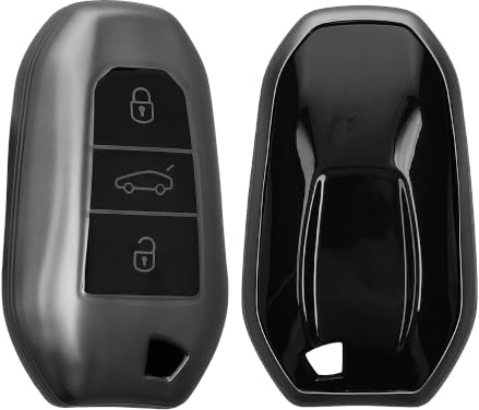 kwmobile Schlüsselhülle für Peugeot Citroen 3-Tasten Smartkey Autoschlüssel (nur Keyless Go) Hülle - Autoschlüssel Schlüssel Hülle aus TPU Silikon - Schlüsselschutz Gehäuse in Schwarz matt Schwarz