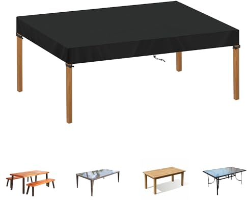 SIMPHAUS Tischplattenabdeckung 150x80x15cm Abdeckplane Gartentisch Abdeckung Terrassenmöbel Abdeckung Gartenmöbel Winterfest Gartenmöbel Plane Wasserdicht Reißfest 420D Oxford Gewebe