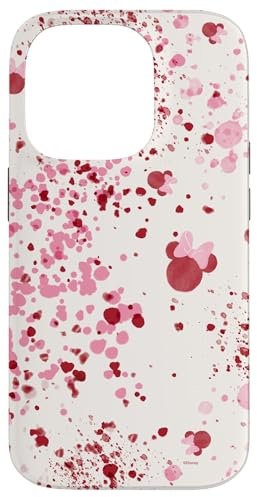 iPhone 14 Pro Disney Minnie Mouse Head Ears Pink Abstract Spatter Pattern Case