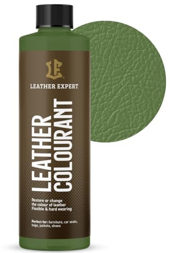 Sehr Deckend Wasser Lederfarbe Grün - 250 ml Leather Paint für Natur und ÖkoLeder - Leather Dye Ohne Alkohol für alle Lederaccessoires - Reißt oder Blättert Nicht ab