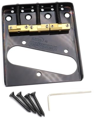 Wilkinson WTB Vintage Telecaster Bridge 3 selles en laiton compensées pour guitare électrique Fender Tele Style | Intonation précise et look élégant (noir)