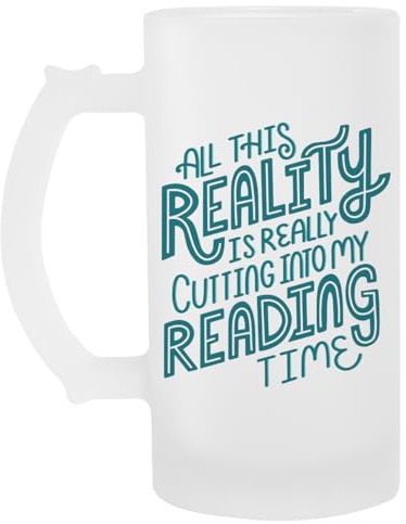 Reality Vs Reading Book Nerd Beer Mug Handle Drink Cup