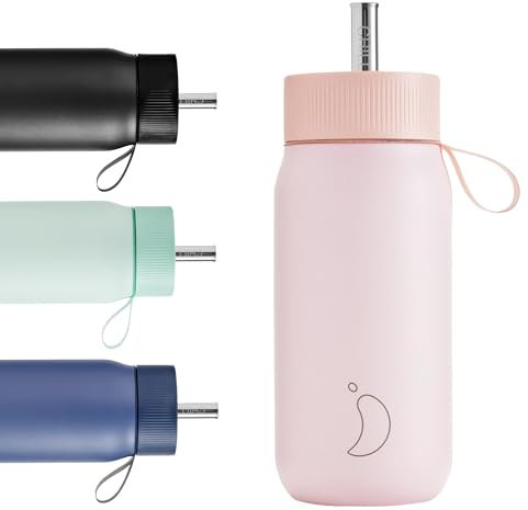 Chilly's Switch - BPA-Free Stainless Steel Switch Cup with Wide Straw for Milkshakes and Bubble Tea - Double Walled, Vacuum Insulated - Blush Pink, 750ml
