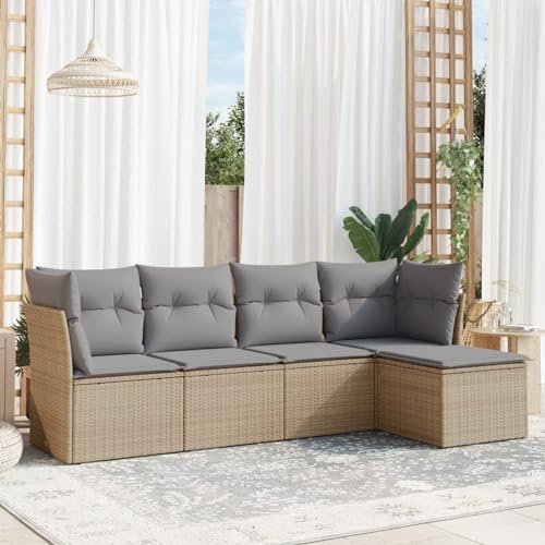 Festnight Gartenlounge mit Stauraum - Rattan Balkon Lounge Sofa Polyrattan Ecksofa Outdoor Couch Gartenmöbel Balkonmöbel