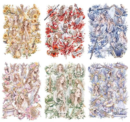 180PCS Mädchen Vintage Sticker Set Kraeoke Bunt Musikmädchen Scrapbooking Sticker Dekorative Fotoalbum Sticker Ästhetische Aufkleber für Bullet Journal Zubehör und Scrapbook