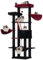 Heybly Rascador para Gatos, Árbol gótico para Gatos, Altura 173 cm, Torre de Gatos, con 17 Postes Rascadores, 2 Plataformas, 2 Cesta, 1 Cueva, 1 Hamaca, 2 Pompones, Tela de Felpa, Negro Rojo HCT025BR