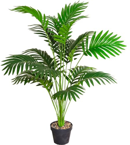 Palma da 70 cm, realistica, finta palma Areca in vaso con 18 rami, piante artificiali verdi fresche, grandi piante finte per casa, ufficio, casa, utensili da cucina