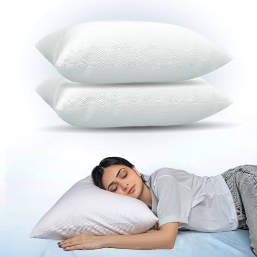 Adam Home Premium Pillows 2 Pack Hotel Quality with Breathable Cover – Bouncy Side Sleeper Pillow for Neck and Shoulder Pain – Quick Rebound & Dust Proof Hotel Pillows, Made in UK, (48x74 cm)