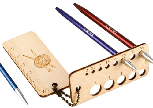 Generic Calibro 'ago per maglieria in legno, Strumento per calibro a maglia rettangolare, Righello per ferri da maglia in legno, strumento di misura, 6.7 cm