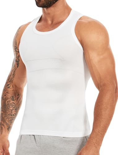 MISS MOLY Shapewear T-shirt de compression pour homme sans manches Body Shaper élastique ventre plat Débardeur gainant pour homme Gilet pour homme