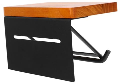 CATIEBYE Toilettenpapierhalter Mit Ablage Aus Holz Und Metall Für Badezimmer Wandmontage Mit Handyhalterung Toilettenpapierständer Rollettoilettenhalter