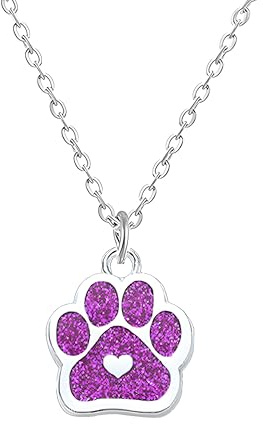 WCRAZYE Pfoten-Halskette für Damen, zierliche Herzpfoten-Halskette, schönes Tier, Welpen, Hund, Katze, Haustier-Pfotenabdruck, Anhänger, Halskette, Weihnachtsschmuck, Medium, Legierter Stahl, Zirkonia