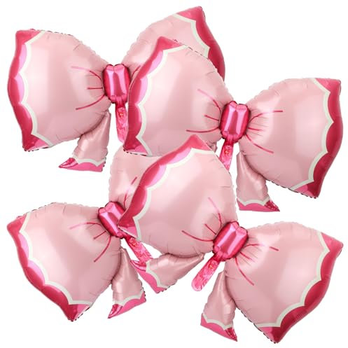 Lot de 4 Ballons en Forme d'Arc, Décorations d'Anniversaire Géantes et Coquettes Décorations de Fête Prénatale Ballon en Aluminium pour Femmes et Filles Décorations de Fête Prénatale (Rose)
