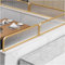 Trennwand für Esszimmer, durchscheinendes Glas, gestreiftes Design und goldfarbenes Finish, ideal für stilvolle Restaurant-Dekoration und Essbereiche, 30 cm Höhe, Theken-Trennwand