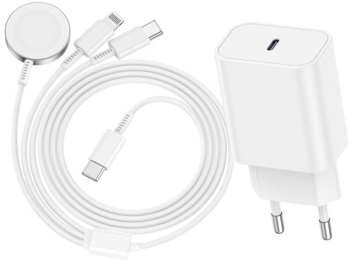 Caricatore per Apple Watch, Caricatore USB C 20W Con Cavo Di Ricarica 3-in-1 (2M), Caricabatteria iWatch per Apple Watch Series 9/8/ultra/7/6/SE/5/4/iPhone 16 Pro Max/15 Pro/14 Mini/13/12/11