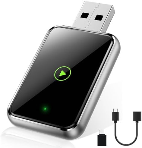 EXGOING 2025 Wireless CarPlay Adapter for iPhone - Plug & Play Apple CarPlay Dongle, Convert Wired to Wireless, iOS 11+ & 800+ Cars, USB-C Adapters Included