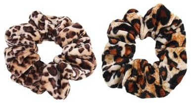 2er Set Leopardenmuster-Samt Haargummis mit Premium-Elastizität – Modeaccessoires für Hochsteckfrisuren und Alltag (Hautfreundlich)