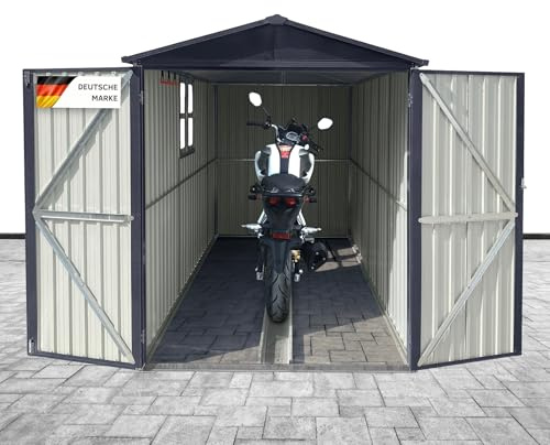 Albatros Premium Motorradgarage – verzinktes Metall in Anthrazit (RAL 7016)| 169x308x191cm | Motorrad Unterstellplatz | wetterfester Motorrad Bike Garage, abschließbar
