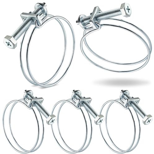 Poppstar 5 Stück Doppeldraht Schlauchschellen W1 verzinkt Stahl Drahtschellen, Spannbereich-Ø 50-55mm, Draht-Ø 2mm