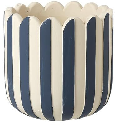 Heaven Sends Small Blue and White Ceramic Planter – Decorative Striped Flower Pot 11cm – Indoor Outdoor Mini Plant Pot for Houseplants or Herbs