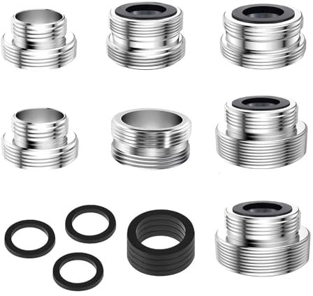 Tap Adapter for Kitchen Sink，7 Pcs Faucet Adapter Kit Hose Tap Connectors Kitchen Sink Tap Filter Faucet Aerator for Connecting Garden Hose Sink Sprayers Water Filters (16-28mm)