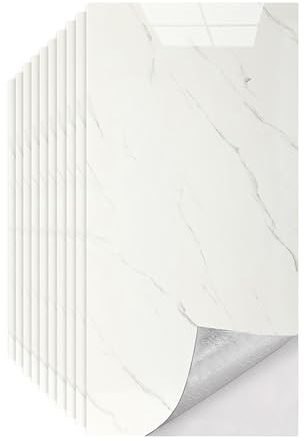 Swehooirt Fliesenaufkleber Marmoroptik 20 Stück, 60cm x 30cm Klebefliesen Wasserfest, Selbstklebende Wandpaneele mit Steinoptik für Küche und Badezimmer (Aschweiß)
