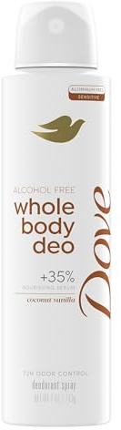 Dove Whole Body Deo Alcohol Free Deodorant Spray for Women Coconut Vanilla 4 oz