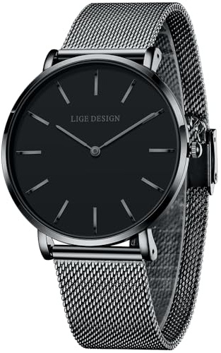 LIGE Uhr Damen Ultradünn Quarz Edelstahl-Meshband | LIGE Armbanduhr Damen, Ultradünn Großes Zifferblatt, Edelstahl Wasserdicht, Damenuhr Fur Klassischen Modischen Stil