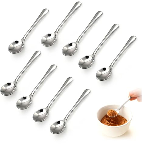 9 Kleine Espressolöffel Mini Dessertlöffel - 7,5 CM Kleine Löffel Edelstahl, Kleine Gewürzlöffe für Gewürze, Gewürze, Salz, Zucker, Honig, Espressolöffel Teelöffel für Büro und Zuhause