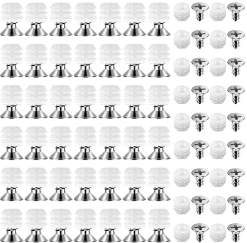 Hevysuo 150 Piezas Tacos de Expansión de Bisagra,Blanco Bisagra de Plástico M4x8,5 con Tornillos M4x8,Inserciones de Pasador Plástico para para Puertas de Armarios,Reparación de Muebles