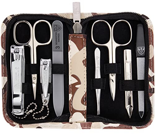 3 Swords Germany - brand quality 8 piece manicure pedicure grooming kit set for professional finger & toe nail care scissors clipper fashion leather case in gift box, Made by 3 Swords (001429)
