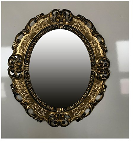 Lnxp OVAL in Gold - Schwarz Dualcolor WANDSPIEGEL Spiegel REPRO 45x38 ANTIK BAROCK Rokoko REPLIKATE NOSTALGISCH Renaissance BAROCKSTIL 46SP