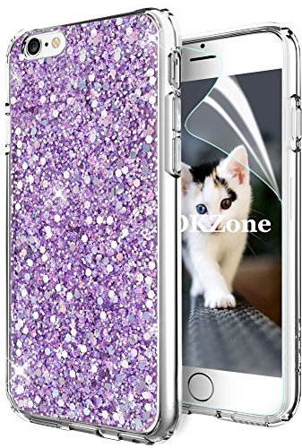 OKZone Funda iPhone 6S Plus,Funda iPhone 6 Plus, Cárcasa Brilla Glitter Brillante TPU Silicona Teléfono Smartphone Funda Móvil Case para Apple iPhone 6 Plus/iPhone 6S Plus 5,5 (Púrpura)