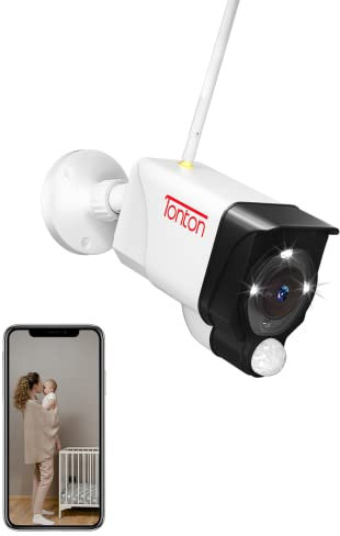 Tonton [Add-on 3MP] 3MP Ultra HD Wireless IP Network Security Camera with PIR Sensor, 2-Way Audio and Floodlight, Compatible with All NVR and All-in-One Kits