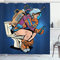 ABAKUHAUS Astronaut Duschvorhang, Thinking Man Raum, Stoffliches Gewebe Badezimmerdekorationsset mit Haken, 175 x 200 cm, Dark Blue Mehrfarbig