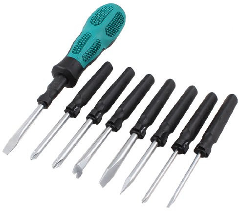 Aexit Teal Green Black Handle 8 Pcs Slotted Phillips Puller Awl Bits Screwdriver Set (65e77d7d9e4d16fe1674ae2ab0642940)