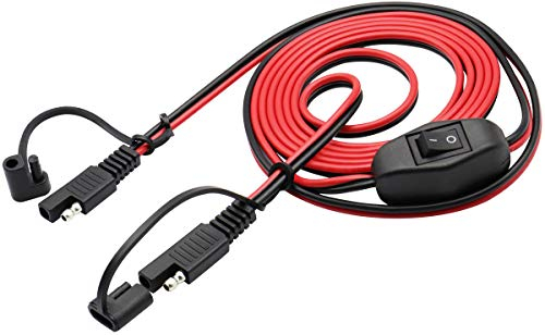 AAOTOKK SAE Verlängerungskabel 16 AWG Kabelbaum 12V-24V DC SAE zu SAE Kabel mit Schalter Schnellverschluss/Trenn Schnellschalter für Motorrad,Camper Solarpanel(2,4 m/7,8 ft-Schalter)