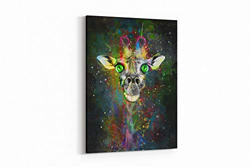 Ritter Mediendesign Leinwand Bild Giraffe Wandbild Popart Kunstdruck Natur Abstrakt Canvas Deko (20 x 30 cm)