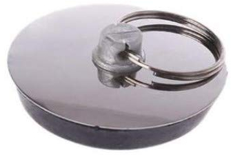 EUROXANTY Tapón de Fregadero | Desagüe | Universal | con Cordón de Metal | Acero Inoxidable | Silicona de Alta Resistencia | Bañera | Lavabo | Cocina | (Ø5.5 CM)