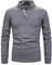 STTLZMC Mens Long Sleeve Polo Shirts Plaid Collar Basic Casual T-Shirt #23 Grey S
