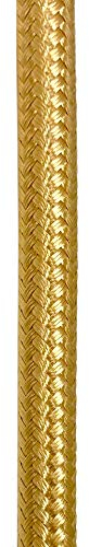 ElekTek Rundes umflochtenes Textilkabel, textilummanteltes Stromkabel - Passende Farben für Deckenrosette, Deckenbaldachin, Lampenkette und Lampenfassungen - Packung mit 2 m-Länge Gold Messing